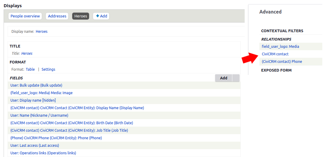 CiviCRM Contacts in Drupal
