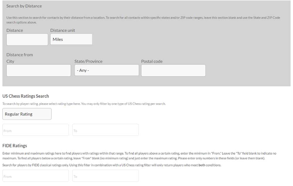 US Chess Affiliate Member Mailing Search