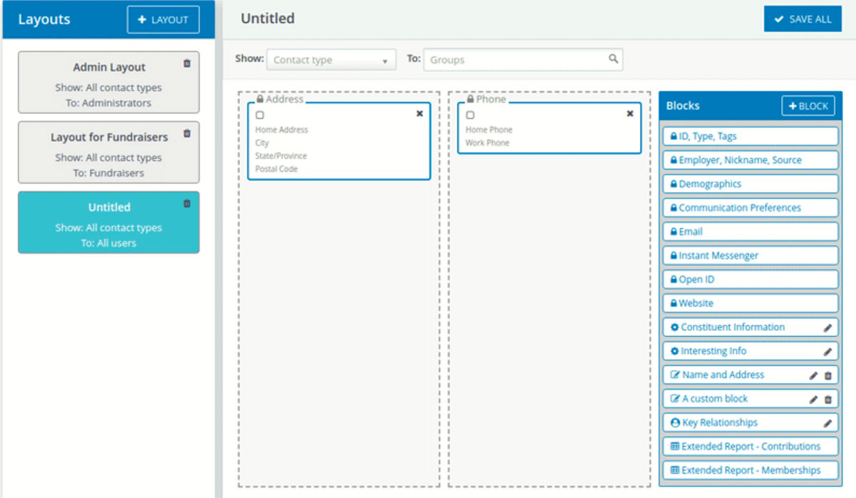 CiviCRM's Contact Layout Editor extension