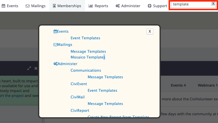 CiviCRM quick search extension