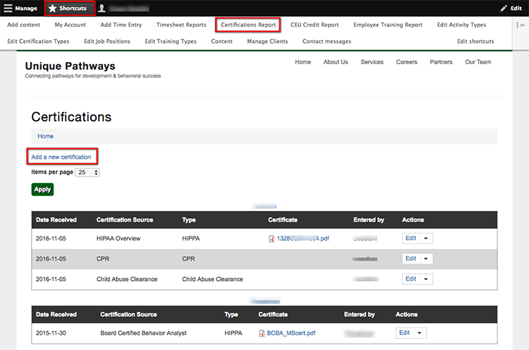 Drupal 8 shortcuts and views for certificates - Skvare