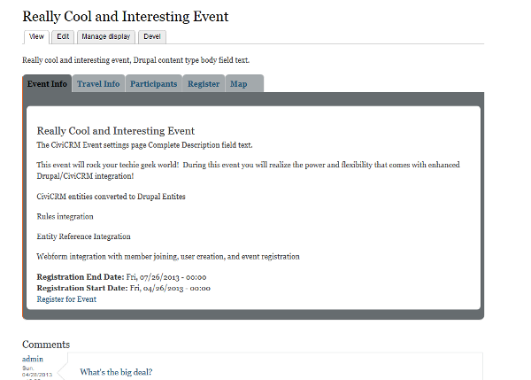 tabbed event reg page