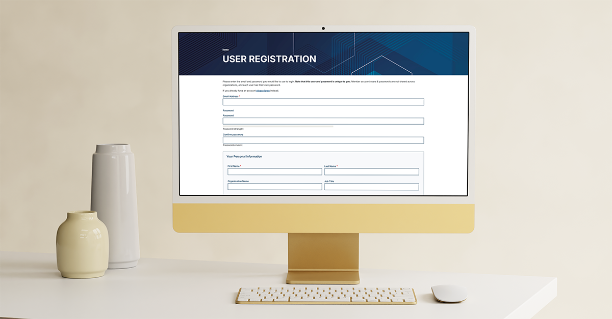 computer showing user registration form with password fields