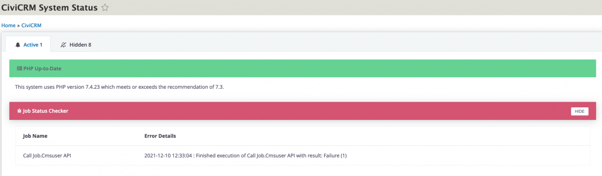 CiviCRM Job Status Report